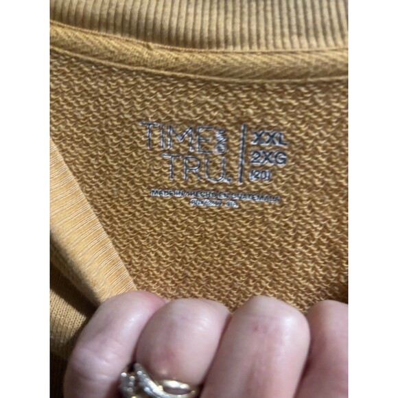 Time & True Sweatshirt Womens XXL Plus Yellow Golden Rod Side splits - Picture 3 of 6